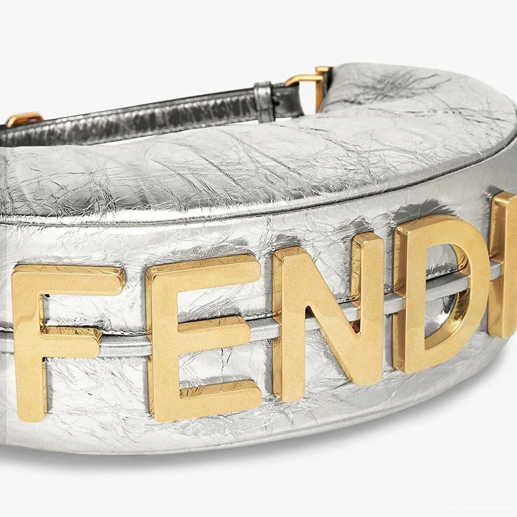 Cheap Leather Bag Fendigraphy Calf Hobo In Small Silver Fendi 0726